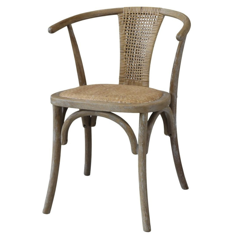 Přírodní dřevěná židle s výpletem a opěrkami Old French chair - 50*45*79 cm