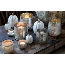 Bílá antik dekorace dýně Pumpkin gold - Ø 5*7 cm