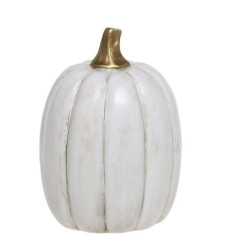 Bílá antik dekorace dýně Pumpkin gold - Ø 8*13 cm