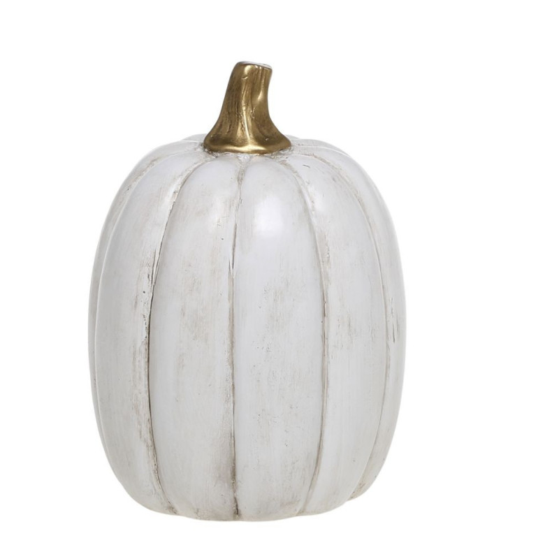 Bílá antik dekorace dýně Pumpkin gold - Ø 8*13 cm