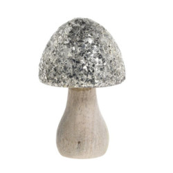 Přírodní dřevěná dekorace houba se třpytkami Mushroom - Ø 8*15 cm