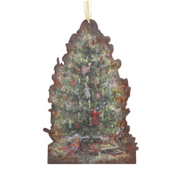 Vánoční kovová závěsná cedule strom Tree Vintage - 22*33 cm