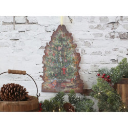 Vánoční kovová závěsná cedule strom Tree Vintage - 22*33 cm