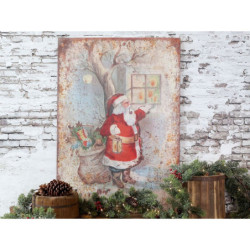 Vánoční kovový závěsný obraz Santa Vintage - 66*95 cm