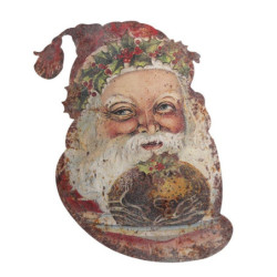 Vánoční kovová nástěnná dekorace Santa Vintage - 39*1,5*50 cm