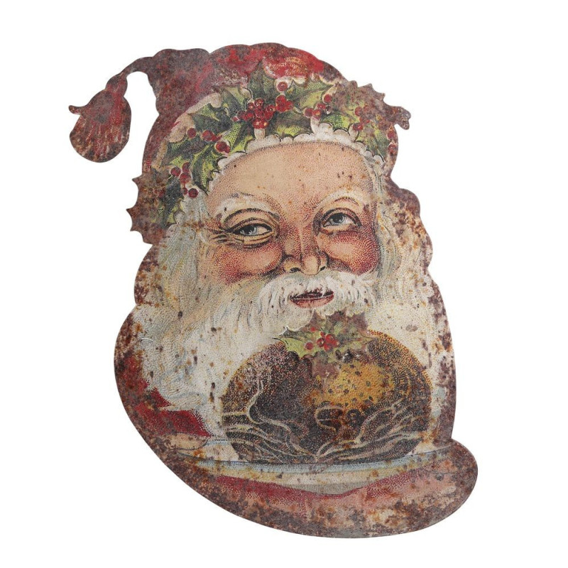 Vánoční kovová nástěnná dekorace Santa Vintage - 39*1,5*50 cm