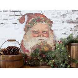 Vánoční kovová nástěnná dekorace Santa Vintage - 39*1,5*50 cm