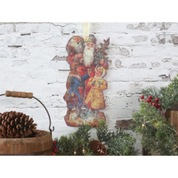 Vánoční kovová závěsná dekorace Santa Vintage - 15*30 cm