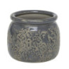 Opálový antik keramický obal na květináč s listy Antibes M - Ø 15*13 cm