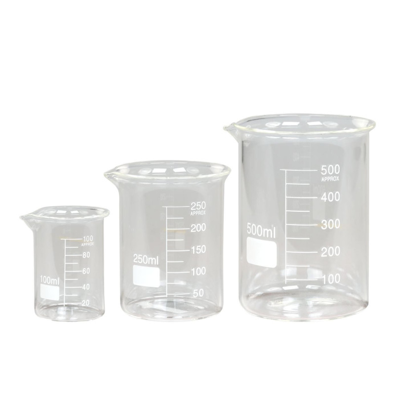 Set 3ks skleněná odměrka se stupnicí - 100 ml/ 250 ml / 500 ml