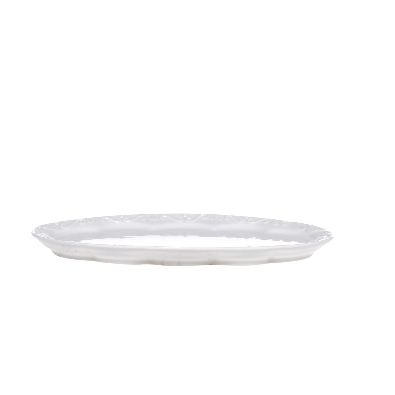 Porcelánový servírovací oválný podnos s krajkou Provence lace - 24*13 cm