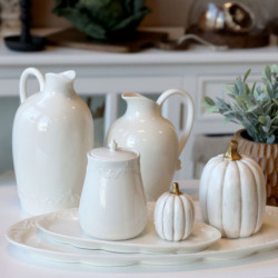 Porcelánový servírovací oválný podnos s krajkou Provence lace - 24*13 cm