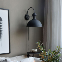 Černá antik nástěnná lampa s patinou Factory Lamp - 34*44*42 cm/E27/ 60W