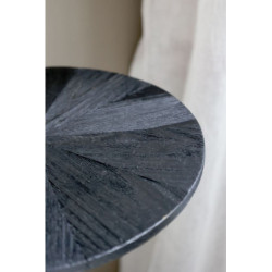Černý antik dřevěný kulatý nástěnný stůl Tin Wall Table - 35*45 cm