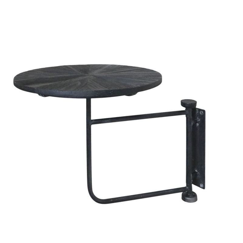 Černý antik dřevěný kulatý nástěnný stůl Tin Wall Table - 30*40 cm
