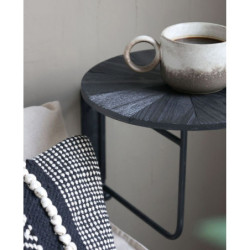 Černý antik dřevěný kulatý nástěnný stůl Tin Wall Table - 30*40 cm