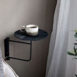 Černý antik dřevěný kulatý nástěnný stůl Tin Wall Table - 30*40 cm