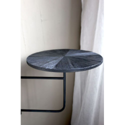 Černý antik dřevěný kulatý nástěnný stůl Tin Wall Table - 30*40 cm