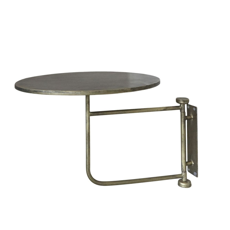 Mosazný antik kovový kulatý nástěnný stůl Tin Wall Table - 30*40 cm