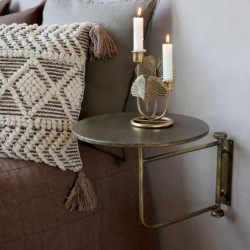 Mosazný antik kovový kulatý nástěnný stůl Tin Wall Table - 30*40 cm