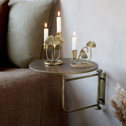 Mosazný antik kovový kulatý nástěnný stůl Tin Wall Table - 35*45 cm