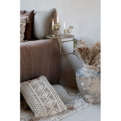 Mosazný antik kovový kulatý nástěnný stůl Tin Wall Table - 35*45 cm