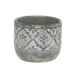 Opálový antik cementový obal na květináč s květy Narbonne S - Ø 13*10 cm