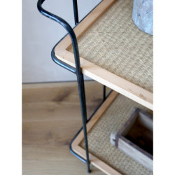 Kovový vozík na kolečkách s dřevěnými deskami Cannie - 55*41*76cm