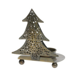 Mosazný antik kovový svícen stromek Canie - 9*7*11 cm