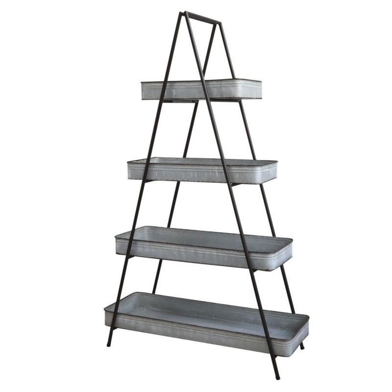 Černý kovový regál s plechovými boxy Shelvin - 95*36*160cm