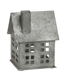 Zinkový antik kovový domek na svíčku Canie - 11*13*17 cm