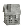 Zinkový antik kovový domek na svíčku Canie - 11*13*17 cm