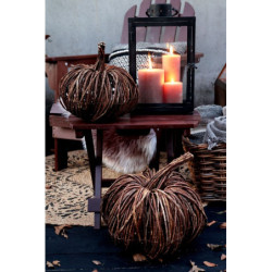 Hnědá proutěná dekorace dýně Pumpkin - Ø 30*28 cm