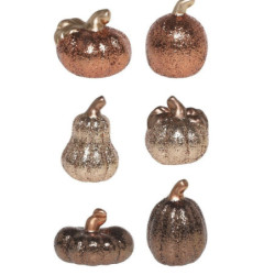 Set 6ks keramická dekorace dýně se třpytkami Pumpkin - Ø 5*7 cm