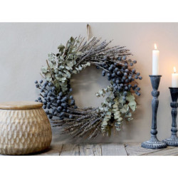 Přírodní věnec s bobulemi levandulí a eucalyptem Fleuria - Ø 35*7 cm
