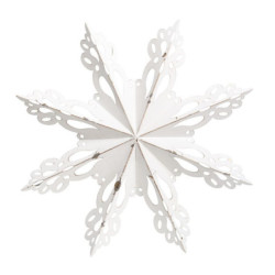Bílá antik kovová nástěnná dekorace sněhová vločka Snowflake - 43*6 cm
