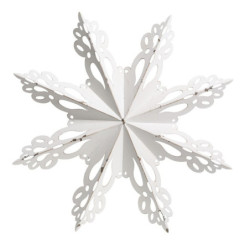 Bílá antik kovová nástěnná dekorace sněhová vločka Snowflake - 53*6 cm