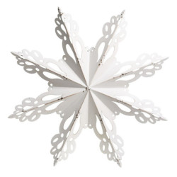 Bílá antik kovová nástěnná dekorace sněhová vločka Snowflake - 63*6 cm