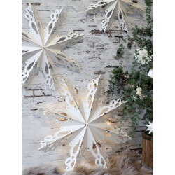 Bílá antik kovová nástěnná dekorace sněhová vločka Snowflake - 63*6 cm