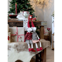 Červená bavlněná stuha se stromky Christmas Trees - 1,5cm x 5 m