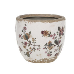 Keramický obal na květináč s květy Nancy - Ø 12*11 cm