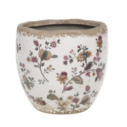 Keramický obal na květináč s květy Nancy - Ø 15*13 cm