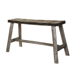 Hnědá dekorační dřevěná lavice se vzorem na sedadle Tanoak - 80*24*45 cm