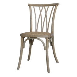 Přírodní dřevěná židle s ratanovým výpletem Old French chair - 50*53*90cm