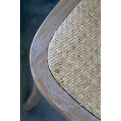 Přírodní dřevěná židle s ratanovým výpletem Old French chair - 50*53*90cm