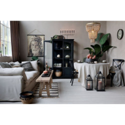 Černá dřevěná židle s ratanovým výpletem Old French chair - 55*51*89cm