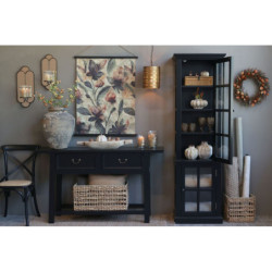 Černá dřevěná židle s ratanovým výpletem Old French chair - 55*51*89cm