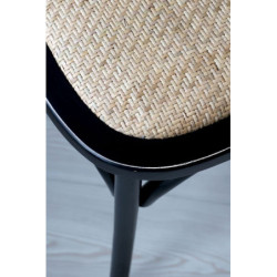 Černá dřevěná židle s ratanovým výpletem Old French chair - 55*51*89cm