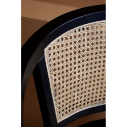 Černá dřevěná židle s výpletem a opěrkami na kolečkách Old French chair - 60*60*80 cm