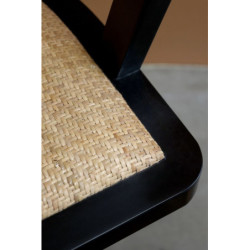 Černá dřevěná židle s výpletem a opěrkami na kolečkách Old French chair - 60*60*80 cm